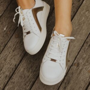 Cindy White & Gold Stripe